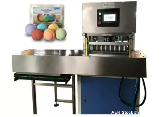 Used- Bath Bomb Packaging Line, Including Wrapper, Bath Bomb Former, and Labeler