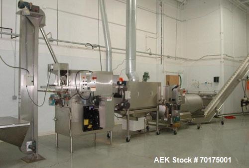 Used Cretors and Matrix Complete All Stainless Steel Popcorn Line from popper to bagger. Complete with Cretors feeder/elevator, model FT650E-X-K5-X; vertical feeder with dump hopper, Cretors popper m...