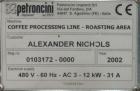 Used Coffee Roasting System: ) Petroncini TTA 60 Roaster(60KG per batch with output of 3 to 4 batches per hour) with ELP 60 pneumatic loaders, Petroncini Main 300 coffee grinder, Petroncini BFT 60 af...