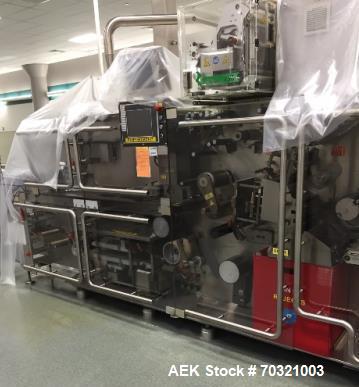 Used Bosch Blister Machine, Model TLT 1400 S. Unit can produce speeds up to 300 blisters per minute. Blister width from 30 to 90 mm. Blister length from 60 to 145 mm. Maximum depth of draw: 12 mm. Cu...