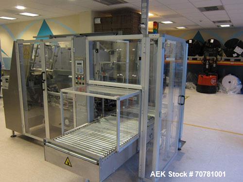 Used IMA TR-135 blister packaging line consisting of the following: IMA model TR-135 blister packaging machine. Has blister size range (Width) 30mm-88mm x (Length) 60mm-135mm x (Depth) 3mm-12mm. Spee...