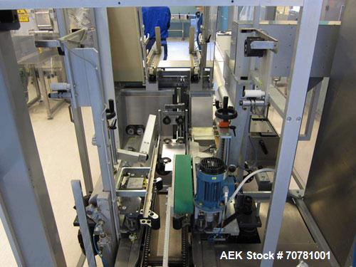 Used IMA TR-135 blister packaging line consisting of the following: IMA model TR-135 blister packaging machine. Has blister size range (Width) 30mm-88mm x (Length) 60mm-135mm x (Depth) 3mm-12mm. Spee...