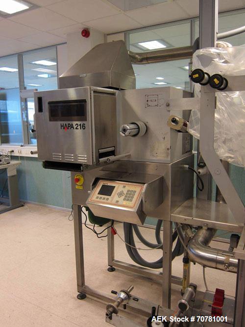 Used IMA TR-135 blister packaging line consisting of the following: IMA model TR-135 blister packaging machine. Has blister size range (Width) 30mm-88mm x (Length) 60mm-135mm x (Depth) 3mm-12mm. Spee...