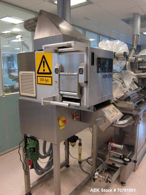 Used IMA TR-135 blister packaging line consisting of the following: IMA model TR-135 blister packaging machine. Has blister size range (Width) 30mm-88mm x (Length) 60mm-135mm x (Depth) 3mm-12mm. Spee...