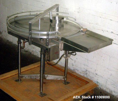 Used Complete Powder Filling Line. Includes the following equipment:48" diameter accumulating table, AMS model A-100 auger filler with conveyor, Kaps-All model A-6 6 spindle capper, CVC model 310C wr...