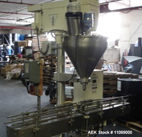 Used-Complete Powder Filling Line. Includes the following equipment:48" diameter accumulating table, AMS model A-100 auger f...
