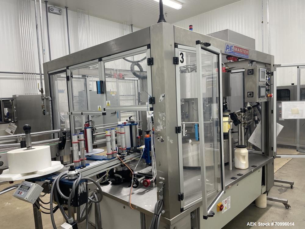 Used All-Fill 24 Station Dual Head Rotary Auger/Powder Filling Line for Bottles or Cannisters! Consists of Sentry double high depalletizer with slip sheet removal, single filer, Sentry lowerator with...