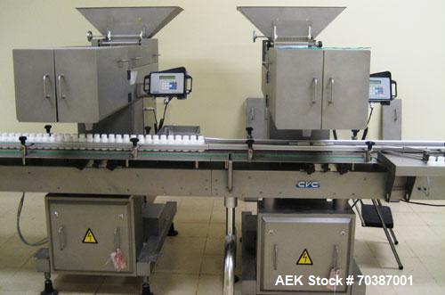 Used Used: CVC Technologies solid dose packaging lines. Three (3) Lines available. Lines consist of a Model CVC 1265 bottle unscrambler capable of speeds up to 150 BPM. Bottle range: 50 to 160 MM in ...