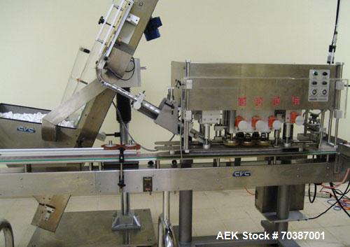 Used Used: CVC Technologies solid dose packaging lines. Three (3) Lines available. Lines consist of a Model CVC 1265 bottle unscrambler capable of speeds up to 150 BPM. Bottle range: 50 to 160 MM in ...
