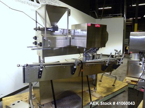 Used Kalish Swiftpack Monocount Tablet/Capsule Filling Line, approximately 60 bottles per minute, consisting of: (1) Kalish 24’’ diameter accumulating table, model 7546, stainless steel construction,...