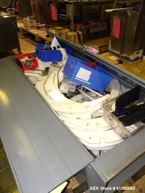 Used Kalish Swiftpack Monocount Tablet/Capsule Filling Line, approximately 60 bottles per minute, consisting of: (1) Kalish 24’’ diameter accumulating table, model 7546, stainless steel construction,...