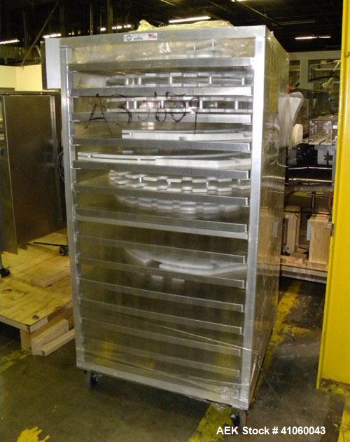 Used Kalish Swiftpack Monocount Tablet/Capsule Filling Line, approximately 60 bottles per minute, consisting of: (1) Kalish 24’’ diameter accumulating table, model 7546, stainless steel construction,...