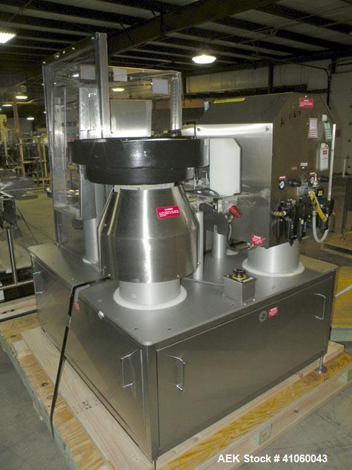 Used Kalish Swiftpack Monocount Tablet/Capsule Filling Line, approximately 60 bottles per minute, consisting of: (1) Kalish 24’’ diameter accumulating table, model 7546, stainless steel construction,...