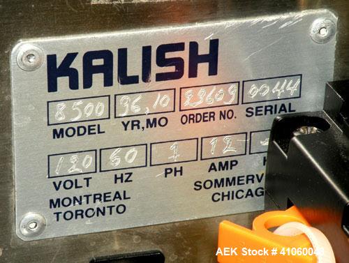 Used Kalish Swiftpack Monocount Tablet/Capsule Filling Line, approximately 60 bottles per minute, consisting of: (1) Kalish 24’’ diameter accumulating table, model 7546, stainless steel construction,...