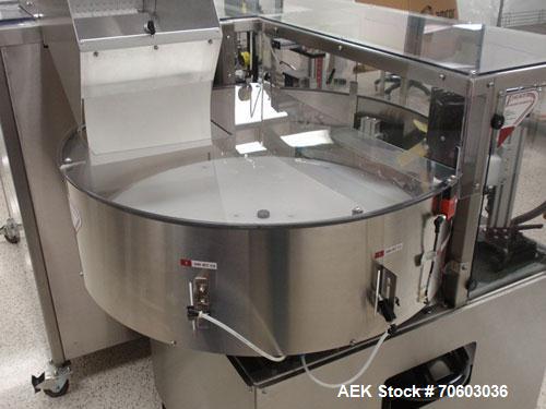 Used Cremer Electronic Tablet / Capsule Bottle Filling Line. Consisting of:  (1) used Palace Packaging unscrambler, model D-36-SPB, currently set up for 60 ml, 120 ml and 180 ml square shapped bottle...