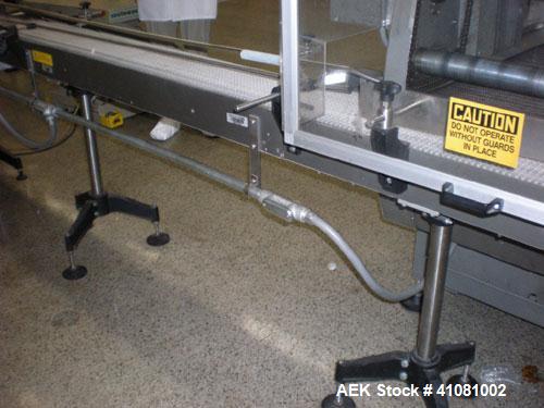 Used Belt Conveyor. 6" wide x 144" long mesh belt. Mounted on adjustable height legs.