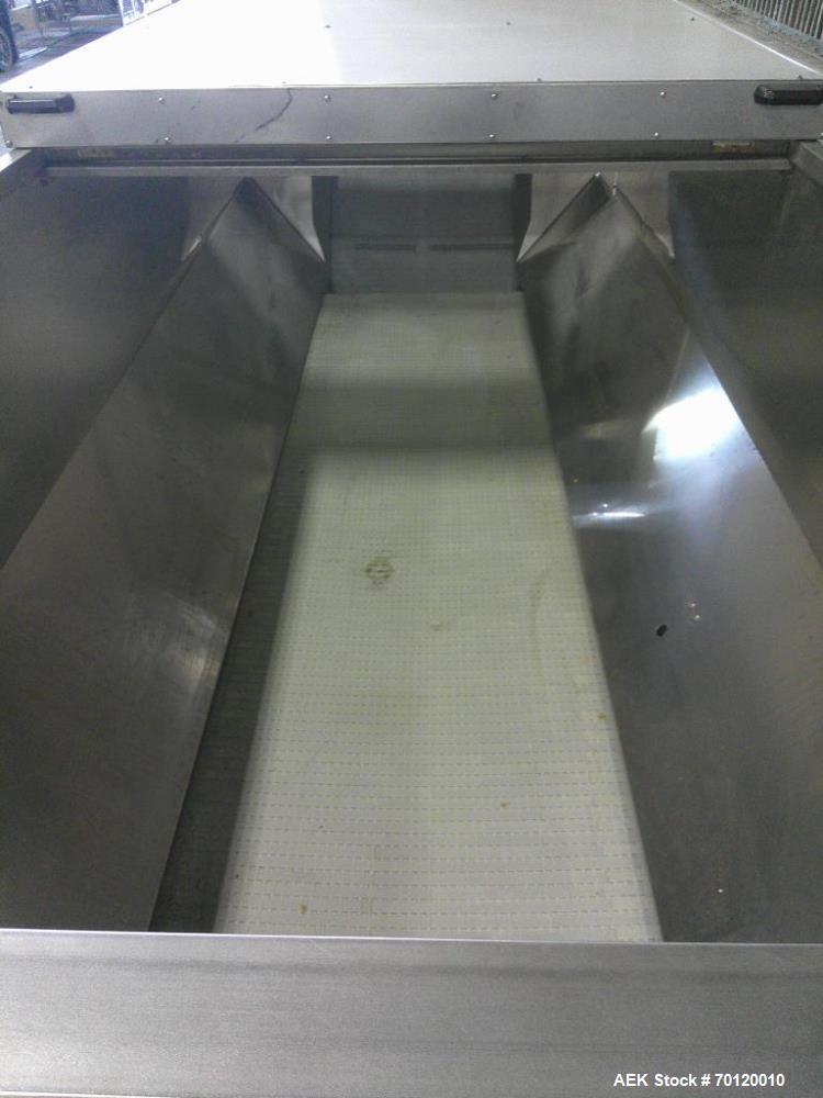 Used Stainless Steel Inclined Conveyor | Hopper Feed Elevator Conveyor System