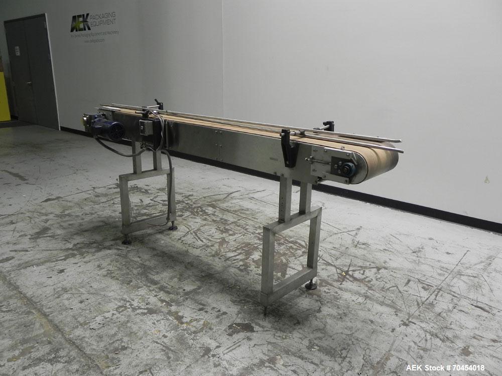 Used 12" W x 8' Flat Belt Conveyor with variable speed drive. 1/60/115/230V ac V in 1/2 hp DC 0-1750 rpm mtr