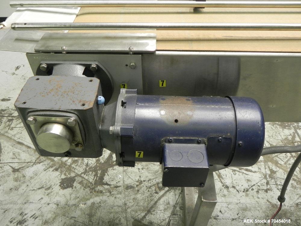 Used 12" W x 8' Flat Belt Conveyor with variable speed drive. 1/60/115/230V ac V in 1/2 hp DC 0-1750 rpm mtr