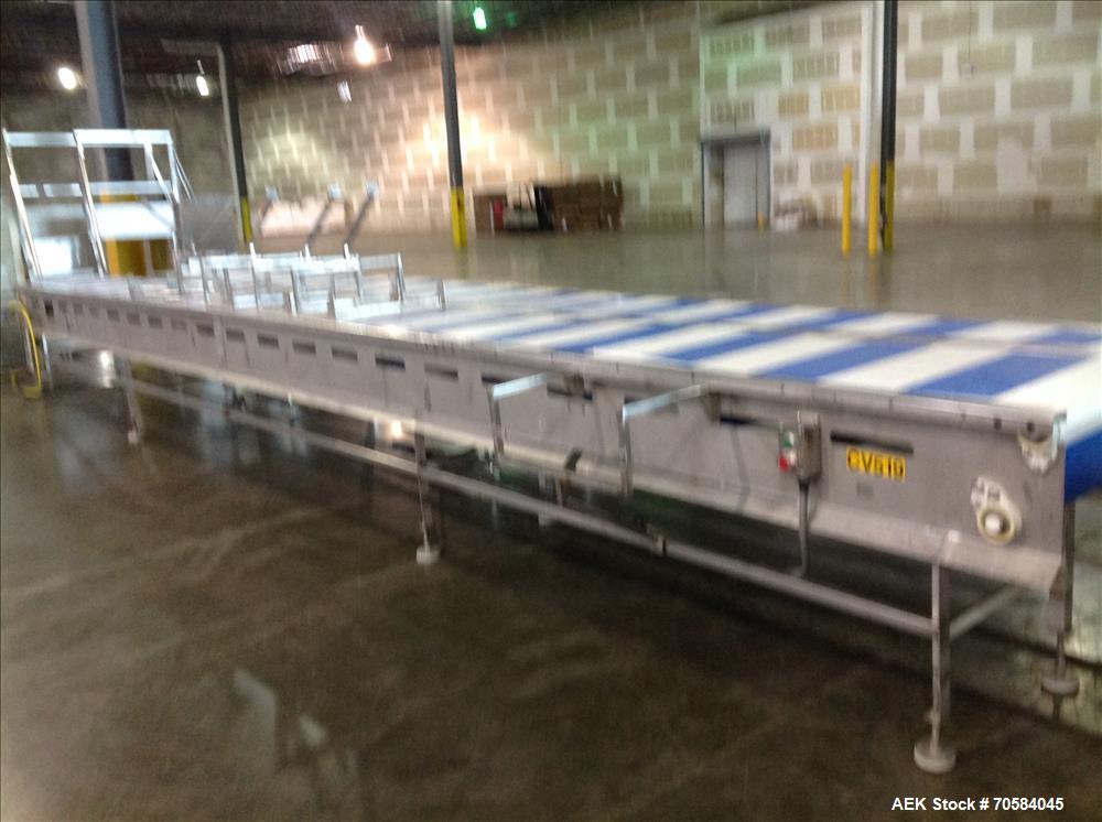 Used Approximately 20'L tortilla, make up conveyors with operator load shelves.