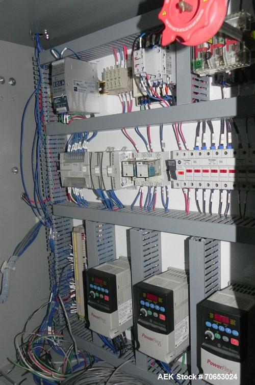 Used Ryson Models 1200-300-A1-4 & 1200-300-D1-3 Spiral Conveyor System. Has SEW Eurodrive variable frequency drive. Has Allen Bradley MicroLogix 1200 PLC and Power Flex 4 drive controls. Last used in...