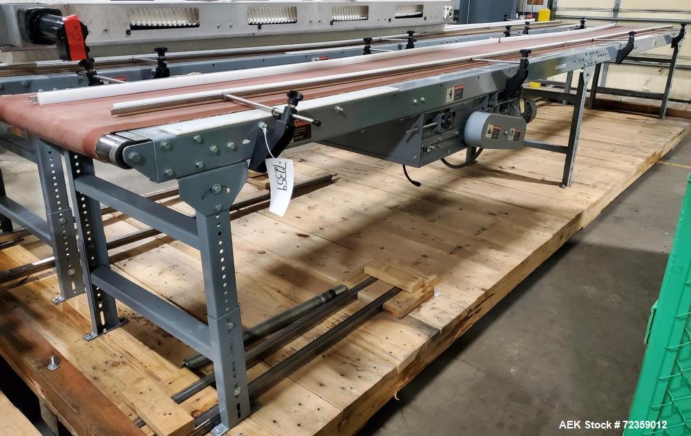 Used- Belt Conveyor. Belt approximately 24" wide x 248" long. Includes Delta S1 controller. Mounted on (3) adjustable height...