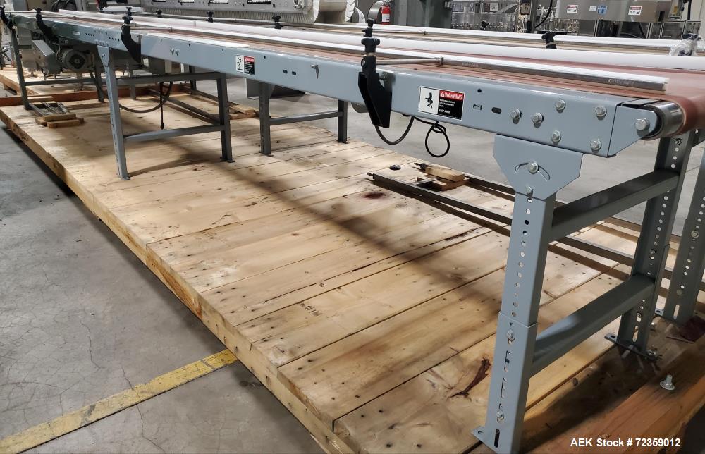 Used- Belt Conveyor. Belt approximately 24" wide x 248" long. Includes Delta S1 controller. Mounted on (3) adjustable height...