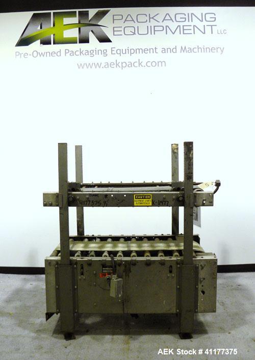 Used ABC Packaging Compression Section Powered Roller Conveyor, Model 47. Top belt 8" wide x 44" long, bottom driven belt 10" wide x 44" long. Driven by a 3/4 hp, 3/60/230/460 volt, 1740 rpm gearmoto...