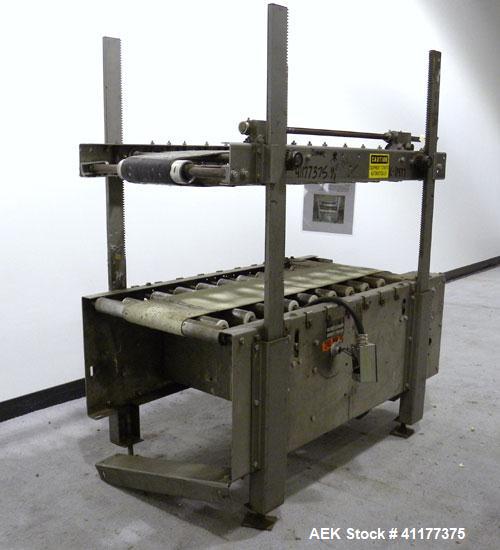 Used ABC Packaging Compression Section Powered Roller Conveyor, Model 47. Top belt 8" wide x 44" long, bottom driven belt 10" wide x 44" long. Driven by a 3/4 hp, 3/60/230/460 volt, 1740 rpm gearmoto...
