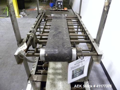 Used ABC Packaging Compression Section Powered Roller Conveyor, Model 47. Top belt 8" wide x 44" long, bottom driven belt 10" wide x 44" long. Driven by a 3/4 hp, 3/60/230/460 volt, 1740 rpm gearmoto...