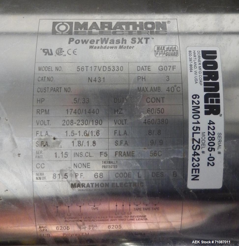Used Dorner AquaGard 7300 Series Sanitary Conveyor