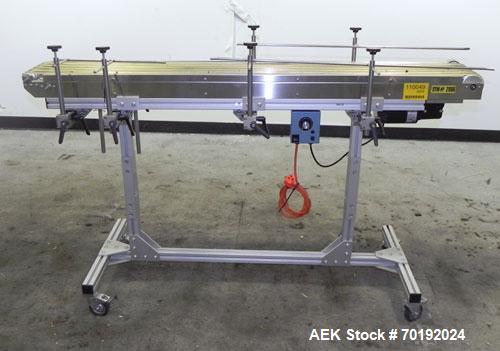 Used Dorner Portable Conveyor with Eagle belting. Unit is 5' long x 8" wide and has (6) Eagle belts. Driven by a 1/8 hp, 130 volt DC gear motor with speed controller. Machine footprint 62" long x 22"...