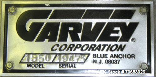 Used Garvey Model 1550 Side Belt Transfer Conveyor. Has Motor Master 20000 variable speed drive. Machine is of stainless steel construction. Has spare conveyor head. 1/3/110V.