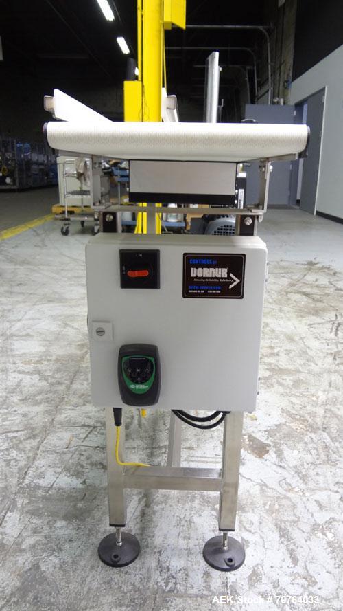 Used Garvey Dorner Model 653M Table Top Belt Conveyor. Has a VEM Motors 1370 rpm drive. Mounted on a stainless steel frame. Has a 5’ (long) x 8” (wide) belt. 3/50/230/400V.

.