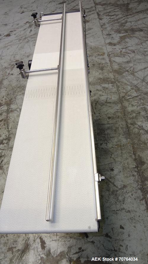 Used Garvey Dorner Model 653M Table Top Belt Conveyor. Has a VEM Motors 1370 rpm drive. Mounted on a stainless steel frame. Has a 5’ (long) x 8” (wide) belt. 3/50/230/400V.

.