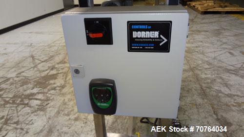 Used Garvey Dorner Model 653M Table Top Belt Conveyor. Has a VEM Motors 1370 rpm drive. Mounted on a stainless steel frame. Has a 5’ (long) x 8” (wide) belt. 3/50/230/400V.

.