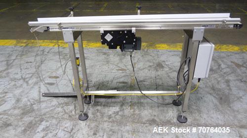 Used Garvey Dorner Model 653M Table Top Belt Conveyor. Has a VEM Motors 1370 rpm drive. Mounted on a stainless steel frame. Has a 5’ (long) x 8” (wide) belt. 3/50/230/400V.

.