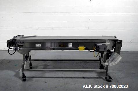Used Kamflex belt conveyor, model 771, 12" wide x 7.5' long, on legs with .5 hp, 1750 rpm dc motor with Seco speed controller, 120 volt, serial# 84114.