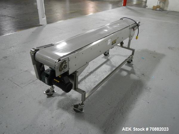 Used Kamflex belt conveyor, model 771, 12" wide x 7.5' long, on legs with .5 hp, 1750 rpm dc motor with Seco speed controller, 120 volt, serial# 84114.
