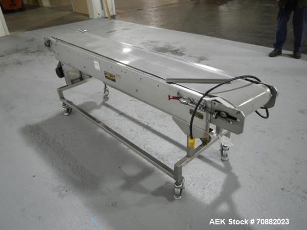 Used Kamflex belt conveyor, model 771, 12" wide x 7.5' long, on legs with .5 hp, 1750 rpm dc motor with Seco speed controller, 120 volt, serial# 84114.