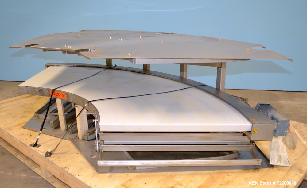 Used Transver 44 in W Flat Belt 90 Degree Turn Conveyor.