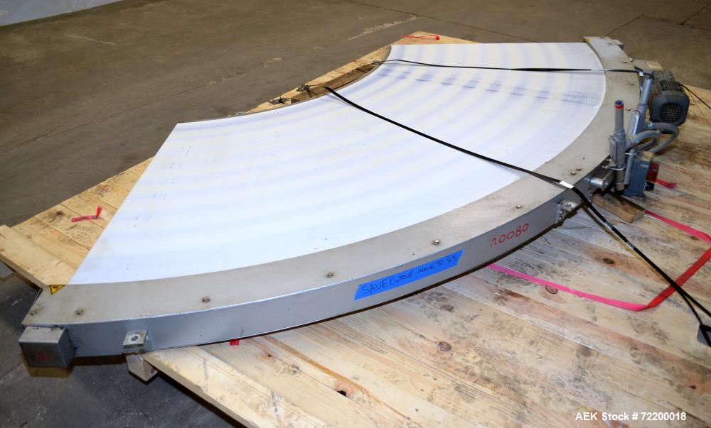 Used Transver 44" W Flat Belt 90 Degree Turn Conveyor.