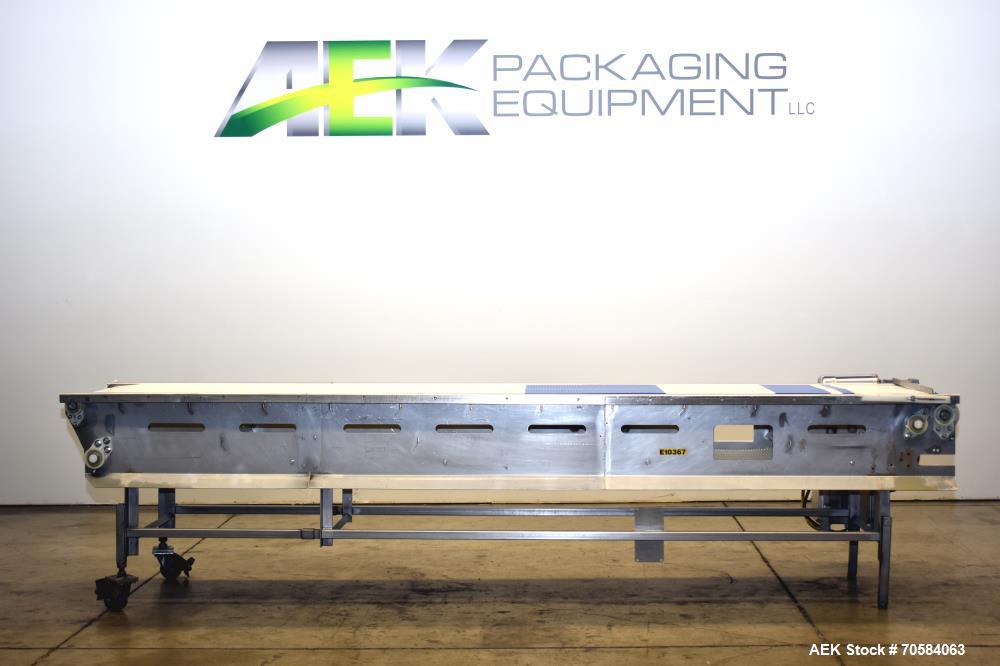 Used-Packing Conveyor  table top style chain,   24"W x 12.5' L  X 36"h,  all Stainless Steel frame construction   3/60/230v ...