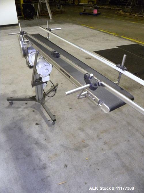 Used Dorner Belt Conveyor, 6100 Series. 6" wide x 47" long neoprene belt. Driven by a 1/3 hp, 90 volt, 1750 rpm DC gearmotor, ratio 15 to 1. Includes a Baldor speed controller. Mounted on a frame wit...