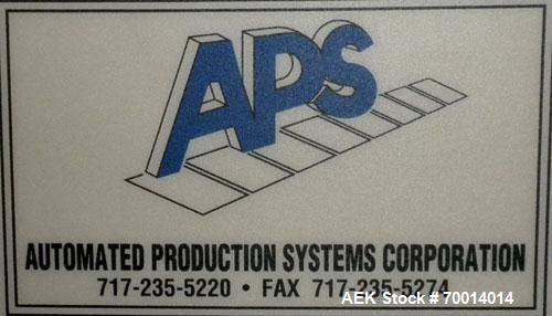 Used APS (Automated Production Systems) “S” Shaped Side Belt Bottle or Case Elevator.  (2) 3-1/2’’ tall side gripper belts, bottom horizontal section approximately 36’’ long x middle incline section ...