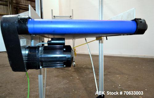 Used HFA Harvard Factory Automation Belt Conveyor.  18" Wide x 156" long belt. Driven by a 1/6 hp, 1/60/115 volt gear motor, ratio 106 to 1, output 82 rpm. Mounted on a manually adjustable height alu...