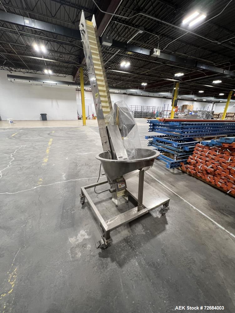 Used-Palace Packing Machines Inclined Belt Conveyor, Model TH-2.5-83. Stainless steel frame, no motor. Serial# 7506, built 2...