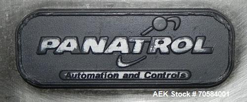 Used Panatrol Stainless Steel Inclined Mesh Belt Conveyor.  Approximately 29-1/2” wide x 213” long plastic mesh belt. Approximate 32” infeed height, 64” discharge height.  Driven by a 2 hp, 3/60/208-...