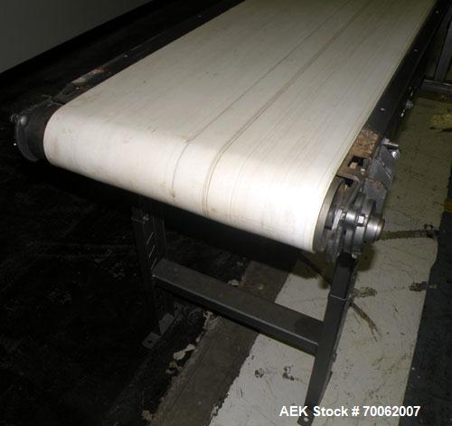 Used Automated Conveyor Systems Belt Conveyor. 18" wide x 126" long rubber belt. Driven by a Baldor stainless steel wash down motor, 3/4 HP, 3/60/208-230/460 Volt, 1750 RPM thru a reducer, ratio 30 t...