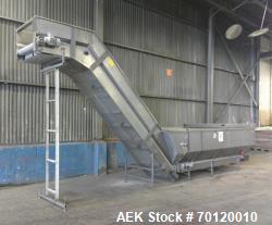 Used Stainless Steel Inclined Conveyor | Hopper Feed Elevator Conveyor System